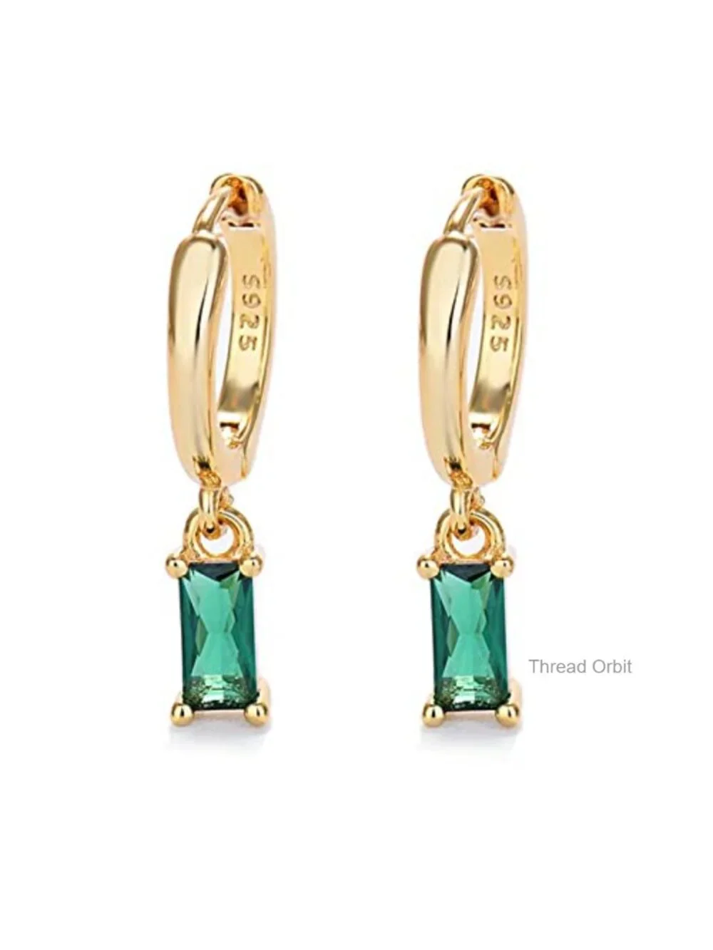 Huggie Hoop Earrings with Drop, 14K Gold Hypoallergenic Earrings for Sensitive